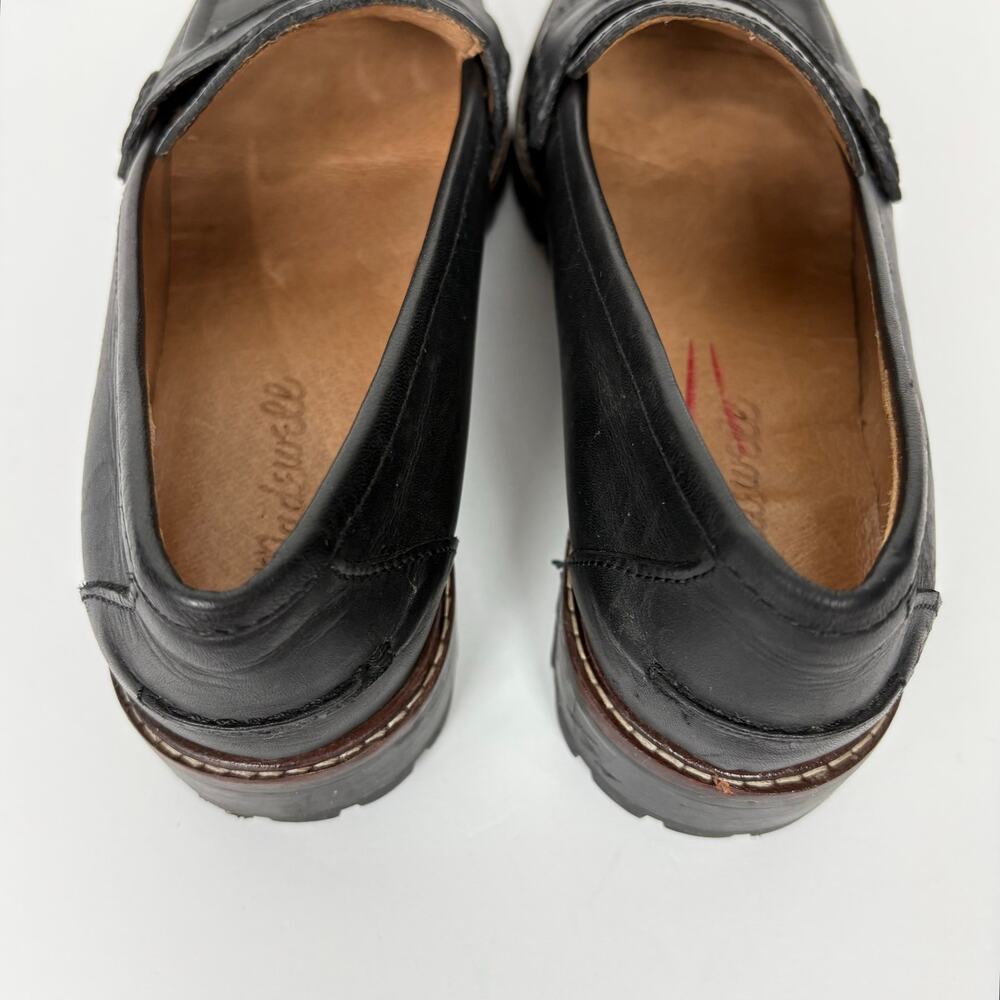 Madewell Womens Corinne Lugsole Classic Penny Loafers True Black Leather Size 7 - Picture 9 of 11